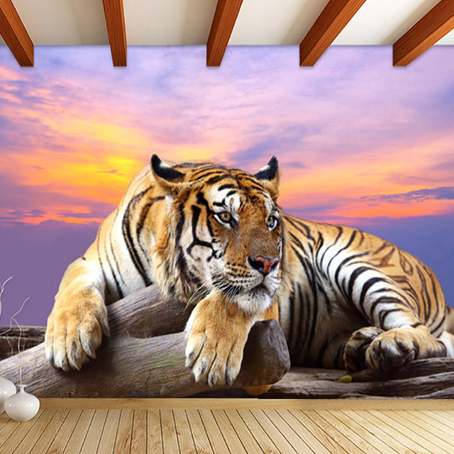Papel de parede foto personalizada animal tigre 3d, grande mural, quarto,  sala de estar, sofá, plano de fundo tv, murais 3d, rolo de papel de parede  - AliExpress